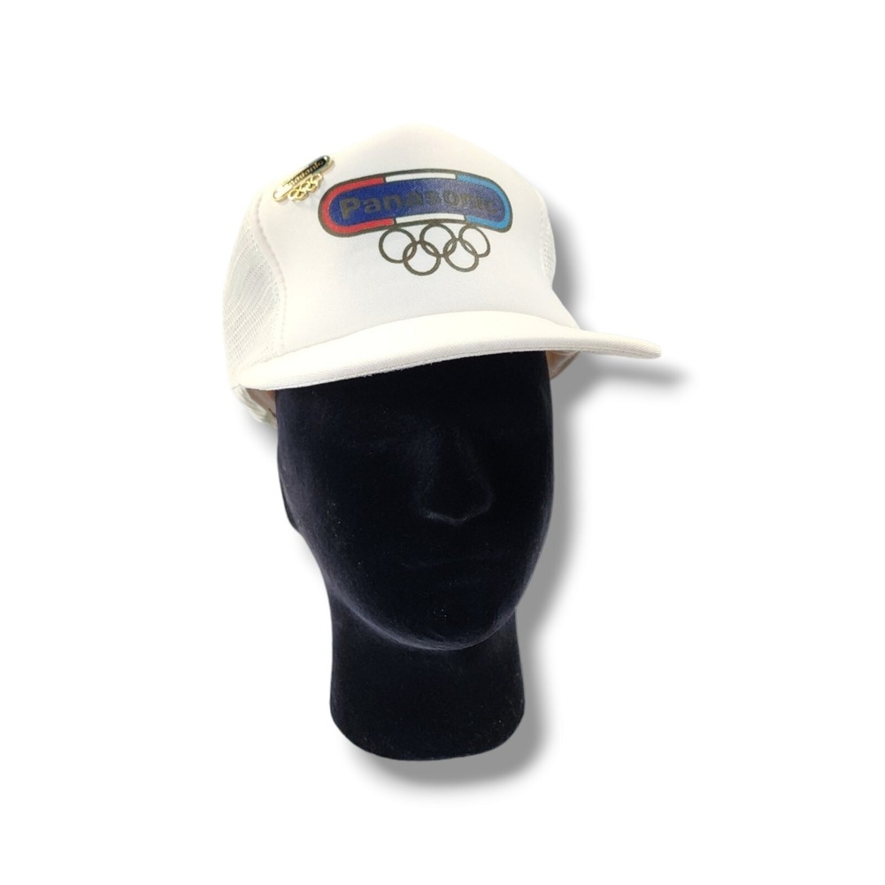 Vintage US Olympic Panasonic USA White Mesh Trucker Snapback‎ Hat Cap